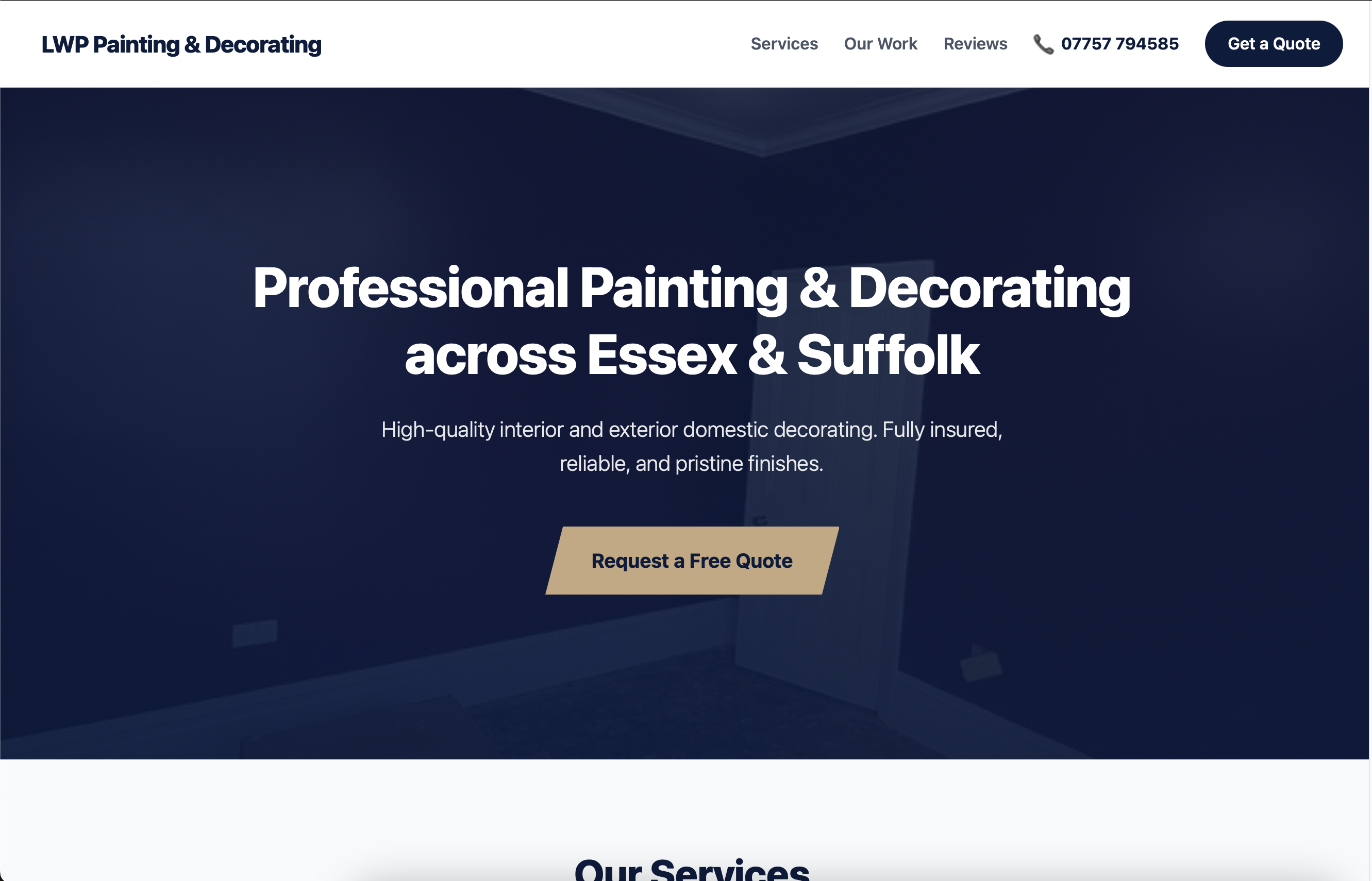Custom website display mock